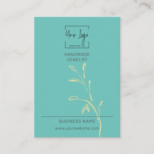 Blauwgroen Groen Blad QR Mode Sieraden Display Kaa Contactkaartje (Voorkant)