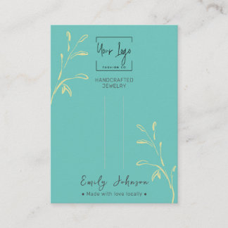 Blauwgroen Groen Blad QR Sieraden Haarclip Display Contactkaartje