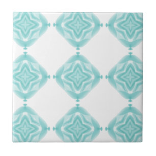 Blauwgroen groen blauw 4 punt geometrisch ontwerp tegeltje