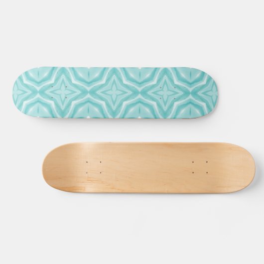 Blauwgroen groen blauw geometrisch ontwerp persoonlijk skateboard (Horizontaal)