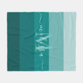 Blauwgroen Groen Blauw Kleurenblok Monogram Stijln Fleece Deken (Voorkant (Horizontaal))