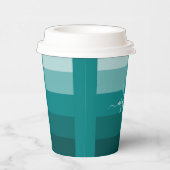 Blauwgroen Groen Blauw Kleurenblok Monogram Stijln Papieren Bekers (Rechts)