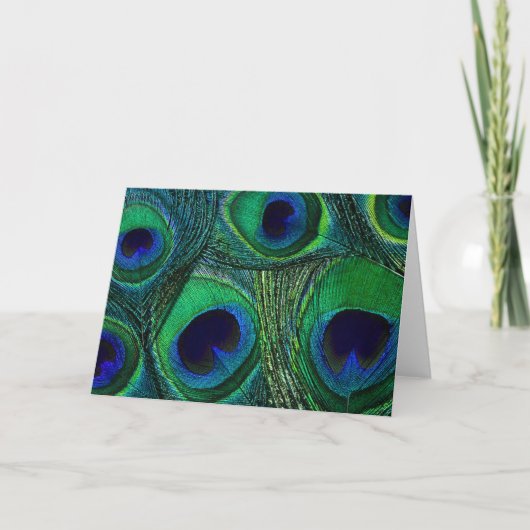 Blauwgroen Groen Blauw Pauw Veer Print / Patroon Kaart (Voorkant)