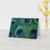 Blauwgroen Groen Blauw Pauw Veer Print / Patroon Kaart (Gele Bloem)
