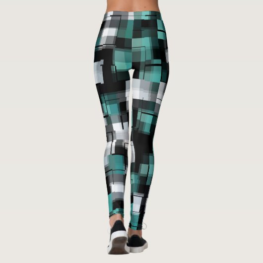 Blauwgroen Groen Blauw Wit Abstract Pset Leggings (Achterkant)