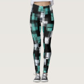 Blauwgroen Groen Blauw Wit Abstract Pset Leggings (Voorkant)