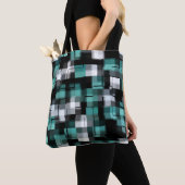 Blauwgroen Groen Blauw Wit Abstract Pset Tote Bag (Dichtbij)
