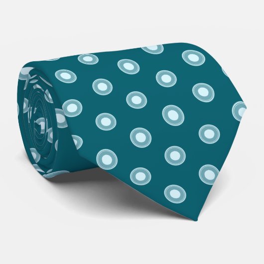 Blauwgroen groen blauw witte dot patroon stropdas (Opgerold)