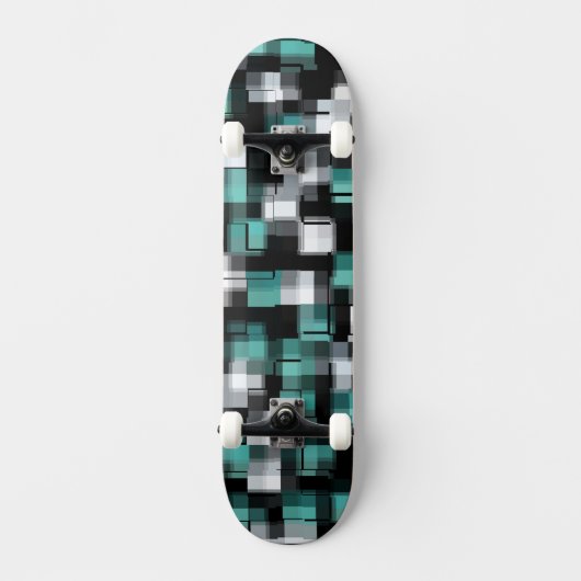 Blauwgroen groen blauw zwart-wit tonrendy speldenp persoonlijk skateboard (Voorkant)