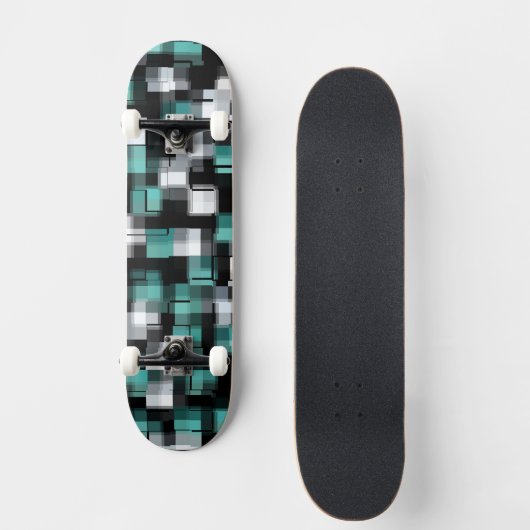 Blauwgroen groen blauw zwart-wit tonrendy speldenp persoonlijk skateboard (Voorkant)