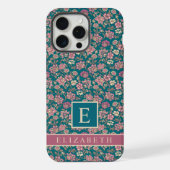 Blauwgroen Groen Bloemen Roze Bloemen iPhone Hoesje (Achterkant)