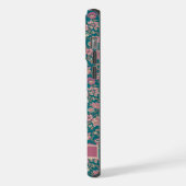 Blauwgroen Groen Bloemen Roze Bloemen iPhone Hoesje (Linkerkant)