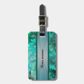 Blauwgroen groen bloemenpatroon bagagelabel (Voorkant verticaal)