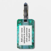 Blauwgroen groen bloemenpatroon bagagelabel (Achterkant verticaal)