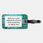 Blauwgroen groen bloemenpatroon bagagelabel (Achterkant horizontaal)