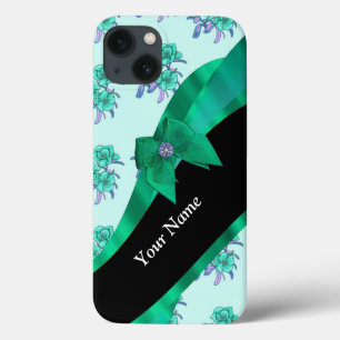 blauwgroen groen bloemmotief iPhone 13 hoesje