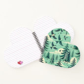 Blauwgroen groen bos en vogelpatroon notitieboek (Binnen)