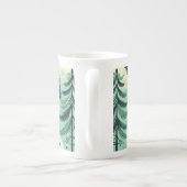 Blauwgroen groen bos en vogelpatroon porselein kop (Achterkant)