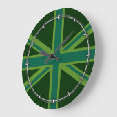 Blauwgroen Groen Brits Union Jack Decor Grote Klok (Hoek)