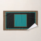 Blauwgroen groen bruin zwart blokpatroon bad handdoek (Handdoek)