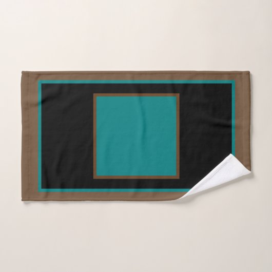 Blauwgroen groen bruin zwart blokpatroon bad handdoek (Handdoek)