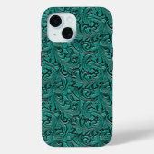 Blauwgroen groen cowgirl bloemig bewerkt leder wes Case-Mate iPhone case (Achterkant)