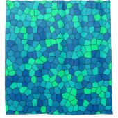 Blauwgroen groen cyaan blauw Glas in lood Douchegordijn (Voorkant)