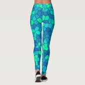 Blauwgroen groen cyaan blauw Glas in lood Leggings (Achterkant)