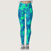 Blauwgroen groen cyaan blauw Glas in lood Leggings (Voorkant)