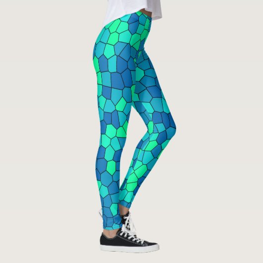 Blauwgroen groen cyaan blauw Glas in lood Leggings (Rechts)
