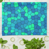 Blauwgroen groen cyaan blauw Glas in lood Theedoek (Gevouwen)