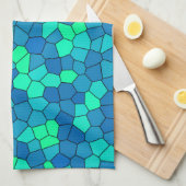 Blauwgroen groen cyaan blauw Glas in lood Theedoek (Quarter Fold)