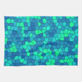 Blauwgroen groen cyaan blauw Glas in lood Theedoek (Horizontaal)