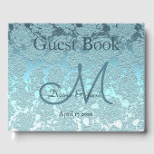 Blauwgroen Groen Elegant Weddenschap Gastenboek (Voorkant)