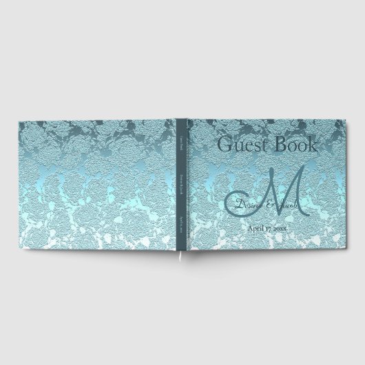 Blauwgroen Groen Elegant Weddenschap Gastenboek (Volledig)