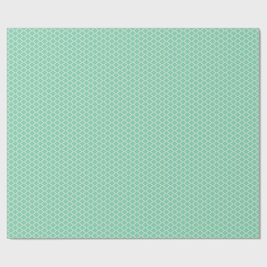 Blauwgroen-groen en Beige Patroon Quatrefoil Cadeaupapier (Vlak)