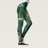 Blauwgroen groen en geel Abstract golfpatroon Leggings (Rechts)
