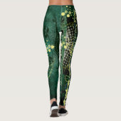 Blauwgroen groen en geel Abstract golfpatroon Leggings (Achterkant)