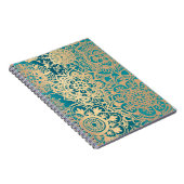 Blauwgroen groen en Gold Floral Mandala Pattern Notitieboek (Rechterzijde)