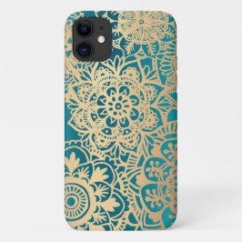 Blauwgroen Groen en Gold Mandala Pattern Hoesje