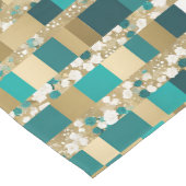 Blauwgroen groen en goud geometrisch patroon met b medium tafelloper (Hoek)