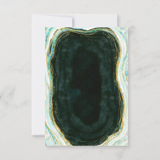 Blauwgroen groen en goudgrijs marmer Geode Modern Save The Date (Achterkant)
