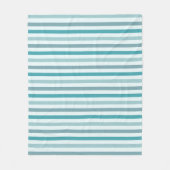 Blauwgroen groen en Mint Stripe Pattern Preppy Fleece Deken (Voorkant)
