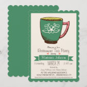 Blauwgroen groen en roze retirement Tea Party Kaart (Voorkant / Achterkant)