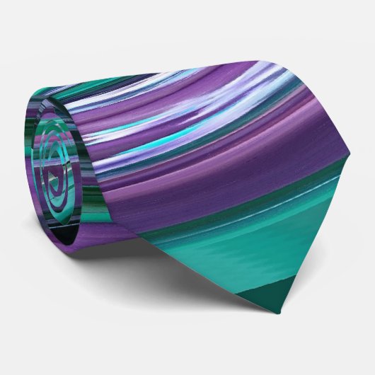 Blauwgroen groen en violet wervelingen Stropdas (Opgerold)