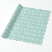 Blauwgroen-groen en wit Abstract kerstsnowflake Cadeaupapier (Uitgerold)