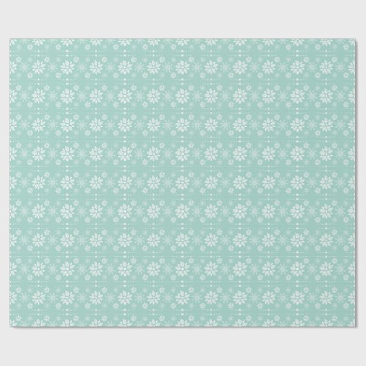 Blauwgroen-groen en wit Abstract kerstsnowflake Cadeaupapier (Vlak)