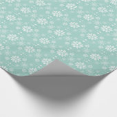 Blauwgroen-groen en wit Abstract kerstsnowflake Cadeaupapier (Hoek)