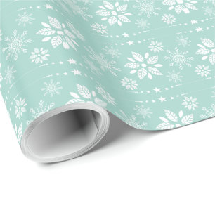 Blauwgroen-groen en wit Abstract kerstsnowflake Cadeaupapier