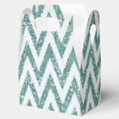 Blauwgroen Groen en Wit Faux Glitter Zigzag Bedankdoosjes (Geopend)
